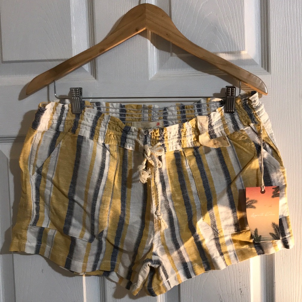 Striped linen shorts